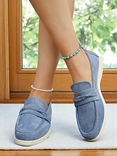 abordables Chaussures sans lacet et mocassins femme-Mocassins en simili-daim pour femme – style classique et polyvalent pour les promenades au bord du lac, les journées décontractées au bureau et les sorties du week-end