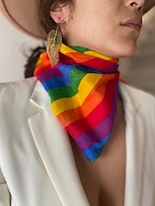 abordables Accesorios para el cabello de mujer-Bufanda unisex con estampado de arcoíris y paisley: un accesorio LGBTQ+ colorido para festivales, desfiles y uso diario.