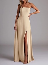economico Abiti da damigella-Abito da damigella a trapezio, scollo a V, maniche lunghe, elegante, strascico a ruota in chiffon con pieghe e volant 2025