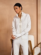 cheap Sweatshirt &amp; Outerwear-Women&#039;s Golf Jacket Dark Grey Black White Long Sleeve Top Ladies Golf Attire Clothes Outfits Wear Apparel