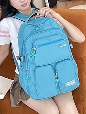 cheap Kids &amp; Teen Backpacks-Women&#039;s Waterproof Nylon Campus Backpack with Multi-Pocket Storage - Lightweight Large Capacity College Bag for Teens to School and Daily Commuting