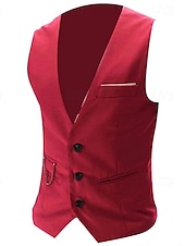 economico Gilet-Per uomo Gilet da completo Panciotto Formale Matrimonio Ufficio Cerimonia Di tendenza 1920s Per tutte le stagioni Poliestere Tinta unita A V Taglia piccola Vinaccia Nero Bianco Blu marino Gilet