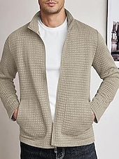 economico Giubbotti e cappotti da uomo-Per uomo Giacca Leggera Giacca a nido d&#039;ape Giacca Casual Vacanza Quotidiano Caldo Tasca Autunno &amp; Inverno Semplice Moda Classico Collo alla coreana Regolare Nero Bianco Vino Cachi Verde militare