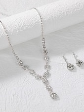 abordables Parures de Bijoux-Ensembles de bijoux de mariée 1 ensemble boucles d&#039;oreilles en alliage de strass collier ensemble de bijoux élégant pour femmes pour mariage fiançailles de Noël