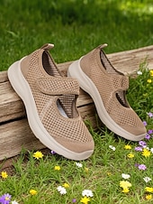 Χαμηλού Κόστους Γυναικεία Sneakers-Γυναικεία αναπνεύσιμα παπούτσια πεζοπορίας από πλέγμα – ελαφριά αθλητικά αθλητικά παπούτσια με velcro για άσκηση σε εξωτερικούς χώρους, ταξίδια και καθημερινή άνεση