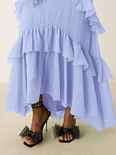 preiswerte Bodenlänge-A-Linie Brautmutter Kleid Rohe Kanten Einfach Minimalistisch Boot-Ausschnitt Bodenlang Chiffon Kurzarm mit Kaskade Rüschen