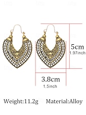 abordables Boucle d&amp;#39;oreille pour femme-Boucles d&#039;oreilles pendantes bohèmes vintage pour femmes – Boucles d&#039;oreilles à crochet de style tribal en alliage léger pour femmes – Idéales pour les festivals, les fêtes, les tenues décontractées et les cadeaux