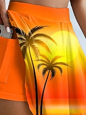 billige Grafiske skjørt-Dame الالتفاف Mote Fritid Mini Høy Midje Skjørt Grafisk Gradert Elastisk Feriereise Daglig Blå Oransje Grønn Sommer Polyester