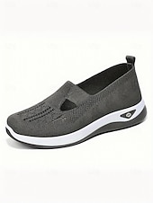tanie Trampki damskie-Damskie Adidasy Komfortowe buty Na zewnątrz Codzienny Podróże Klin Okrągły palec u nogi Codzienny Wygoda Minimalizm Dzianina Mokasyny Ciemnoszary Czarny Ciemnofioletowy