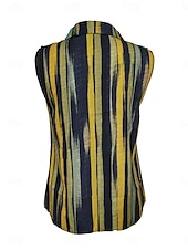 cheap Stripe&amp;Geometric Tank Top-Women&#039;s Camisole Tank Top Striped Daily Casual Sleeveless V Neck Regular Tops Daily Buttons Print Yellow Red Blue Summer Spring