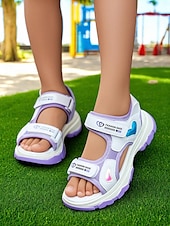 preiswerte Sandalen für Kinder-Lilafarbene Sportsandalen für Mädchen mit Herz-Akzenten – rutschfeste Outdoor-Schuhe für Spielplatz und Schulanfangsaktivitäten