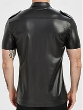 baratos Tops-Blusa / Camisa Policial Com Brilho Metálico Drag &amp; Glam Adulto Homens Dia Das Bruxas Carnaval Boate Parada do Orgulho Mês do Orgulho Vestir-se