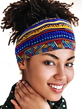 billige Hårtilbehør for kvinner-Fargerike boho twist-pannebånd for kvinner – myke, elastiske og brede hårbånd for yoga, festivaler og fritidsklær