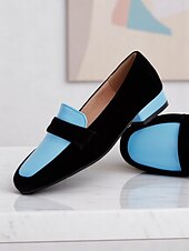 cheap Women's Slip-Ons &amp; Loafers-Women's Two-Tone Loafers – Blue and Black Slip-On Flats for Office Commute, Smart Casual and Daily Wear