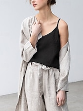 economico Camicie-Per donna Gilet in cotone e lino Blusa Canotta a canotta Semplice Moderno Casual Senza Maniche Scollo a V Top Regolari Quotidiano Uscire Nero Bianco Viola Estate