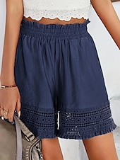 economico Pantaloncini Bermuda-Per donna Chinos Shorts Vacanza Moda Streetwear Corto Vita Alta Semplice Pizzo Tasca Fascia Elastica Comodo Morbido Confortevole Micro-elastico All&#039;aperto Streetwear Quotidiano Blu scuro Aalbicocca