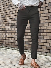 economico Chino-Per uomo Pantaloni Eleganti Aderente Pantaloni Chinos Bottoni Tasca Semplice Comodità Formale Feste Lavoro Moda Stile Classico Blu Cachi Micro-elastico