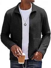 economico Giubbotti e cappotti da uomo-Per uomo Giacca Leggera Giacca a nido d&#039;ape Giacca Casual Vacanza Quotidiano Caldo Tasca Autunno &amp; Inverno Semplice Moda Classico Collo alla coreana Regolare Nero Bianco Vino Cachi Verde militare