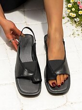 economico Sandali Eleganti-sandali da donna con cinturino posteriore aperto in arancione e nero - scarpe comode, comode e comode per appuntamenti estivi quotidiani e uscite del fine settimana