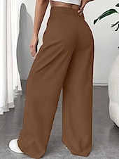 economico gamba larga e vita alta-Per donna Gamba larga Pantaloni Eleganti Pantaloni Elegante Lunghezza intera Naturale Semplice Tasca Comodo All&#039;aperto Confortevole All&#039;aperto Ferie Weekend Verde mela Vinaccia Verde translucido