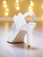 abordables zapatos de tacón con tira-Tacones peep-toe de satén con tira trasera para mujer con lazo elegante: tacones elegantes para cócteles y ropa de noche.