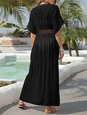 abordables caftanes-Mujer Bañadores Tapadera Traje de baño Encaje Tropical Ropa de playa Plano Inmersión Mangas cortas Trajes de baño
