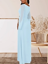 preiswerte Bodenlänge-A-Linie Brautmutterkleid Hochzeitsgast Elegant V Ausschnitt Bodenlang Chiffon Langarm mit Kristalle Raffung 2025