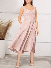 billige Cocktailkjoler-To-del A-Line cocktailkjoler Elegant Formell Bryllupsgjest Te Lengde Lang Erme Firkantet Hals Konvertibel Nylon Lomme