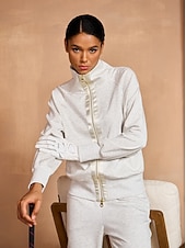 cheap Sweatshirt &amp; Outerwear-Women&#039;s Golf Jacket Dark Grey Black White Long Sleeve Top Ladies Golf Attire Clothes Outfits Wear Apparel