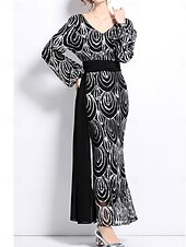 preiswerte Bodenlänge-A-Linie Brautmutterkleid Elegant Party V Ausschnitt Bodenlang Polyester Langarm mit Paillette 2025