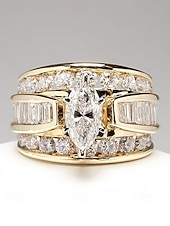 voordelige Dames ringen-Dames vergulde marquise geslepen kristallen ring – elegante statement sieraden voor bruiloften, verlovingen en avondfeesten