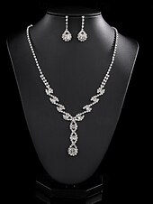 abordables Parures de Bijoux-Ensembles de bijoux de mariée 1 ensemble boucles d&#039;oreilles en alliage de strass collier ensemble de bijoux élégant pour femmes pour mariage fiançailles de Noël