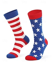 preiswerte Herrenhandschuhe-Herrensocken mit USA-Flagge und Sternenbanner-Design – patriotische Baumwollsocken für den Unabhängigkeitstag, Sport und Freizeit
