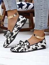 economico Ballerine da donna-scarpe basse in maglia patriottiche da donna – scarpe basse a punta con fiocco per il giorno dell&#039;indipendenza, picnic estivi e abbigliamento casual