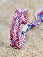 abordables Pulsera de mujer-Pulsera de la amistad trenzada con borlas hecha a mano en Nepal para mujer, pulsera de la amistad con patrón étnico colorido, estilo bohemio, adecuada para uso casual, playa y al aire libre.