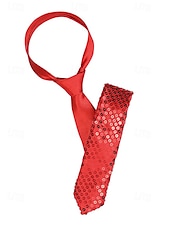 abordables Cravates et nœuds papillon pour hommes-Cravate de soirée à paillettes pour homme – cravate réglable en satin scintillant pour bal, danse, représentation sur scène, discothèque et événements costumés
