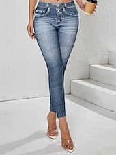 cheap Blue 3D Print-Women&#039;s Leggings Trousers 3D Print Chinos Vacation Streetwear Casual Full Length High Waist Plain Comfy Soft Comfortable Stretchy Outdoor Street Blue Dark Blue Gray Summer Skinny