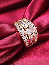 voordelige Dames ringen-Dames vergulde marquise geslepen kristallen ring – elegante statement sieraden voor bruiloften, verlovingen en avondfeesten