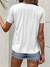 billige Boho t-skjorte-Dame T skjorte Blomstret Grafisk Planter Årgang Stilfull Klassisk Kortermet Crew-hals Vanlige topper Daglig Helg Trykt mønster Svart Hvit Sommer