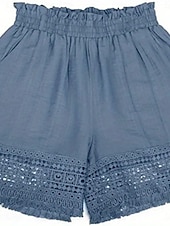 economico Pantaloncini Bermuda-Per donna Chinos Shorts Vacanza Moda Streetwear Corto Vita Alta Semplice Pizzo Tasca Fascia Elastica Comodo Morbido Confortevole Micro-elastico All&#039;aperto Streetwear Quotidiano Blu scuro Aalbicocca