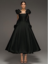 preiswerte Lange Kleider / Abendkleider-A-Linie Cocktailkleider Elegant Formale Hochzeit knöchellang ärmellos Spaghettiträger Kleid Satin mit Schleife(n)