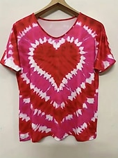 ieftine Tricou tie-dye și gradient-Pentru femei Tricou Cravată Modă Modern Manșon scurt În V Topuri obișnuite Zilnic Peteci Imprimeu Roșu-aprins Mov Fucsia Trifoi Vară