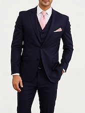 economico Abiti formali-Completi da matrimonio da uomo Completi business di ritorno a casa Borgogna Blu navy Moda Formale a tinta unita Fit standard 3 Pezzi Monopetto Due bottoni