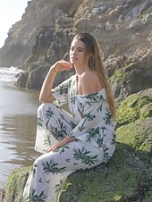 abordables Ensembles deux pièces-Femmes Col de chemise Vacances Tropical Mode Vert XS S M Été
