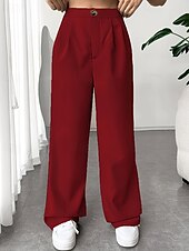 economico gamba larga e vita alta-Per donna Gamba larga Pantaloni Eleganti Pantaloni Elegante Lunghezza intera Naturale Semplice Tasca Comodo All&#039;aperto Confortevole All&#039;aperto Ferie Weekend Verde mela Vinaccia Verde translucido