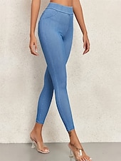 olcso Sima leggings-Női Jeggings Szabadság Szüret Etnikai stílus Teljes hossz Magas derék Magas vágás Mokaszinok Légáteresztő Gyors szárítás Nyúlós Szabadtéri Jóga Utca Fekete Medence Sötétkék Nyár Karcsúsított