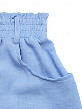 preiswerte Schlichte Röcke-Damen Rock Lässig Midi Mittlere Hüfthöhe Röcke Einfach Tasche Mikroelastisch Urlaub Straße Blau Sommer Polyester