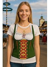 halpa Graafinen Vaatetus-T-paita baijerilainen München Saksa baijerilainen Katutyyli T-paita Kuvitettu varten Naisten Aikuisten Kuuma leimaus varten Oktoberfest-olut Festivaali