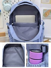 cheap Kids &amp; Teen Backpacks-Women&#039;s Waterproof Nylon Campus Backpack with Multi-Pocket Storage - Lightweight Large Capacity College Bag for Teens to School and Daily Commuting