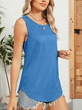 olcso Egyszerű ujjatlan felső-Női Camisole Tank Top Tömör szín Napi Stílusos Alap Ujjatlan Terített nyak Normál felsők Napi Arcpír rózsaszín Bor Medence Lóhere Nyár